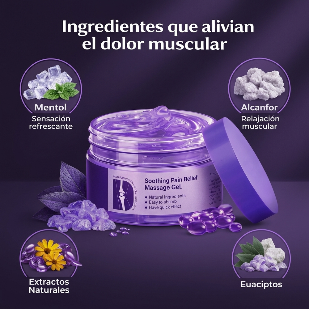 Gel de masaje para aliviar el dolor- Diseñado para aliviar molestias musculares y articulares.