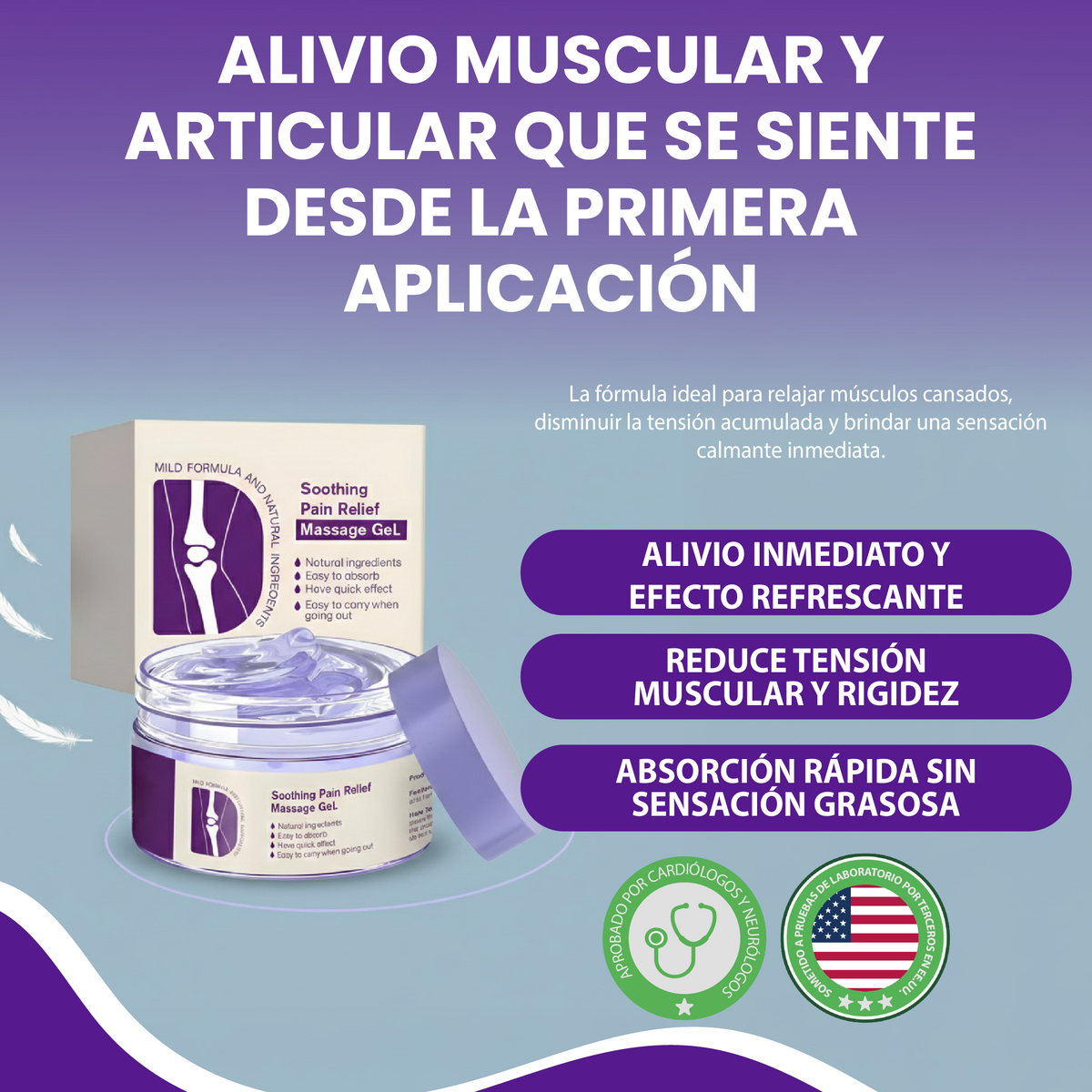 Gel de masaje para aliviar el dolor- Diseñado para aliviar molestias musculares y articulares.